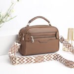 Women's PU Leather Bag – Large Capacity Shoulder Tote with Boho Wide Adjustable Strap, Crossbody Handbag LUXWTB Brown