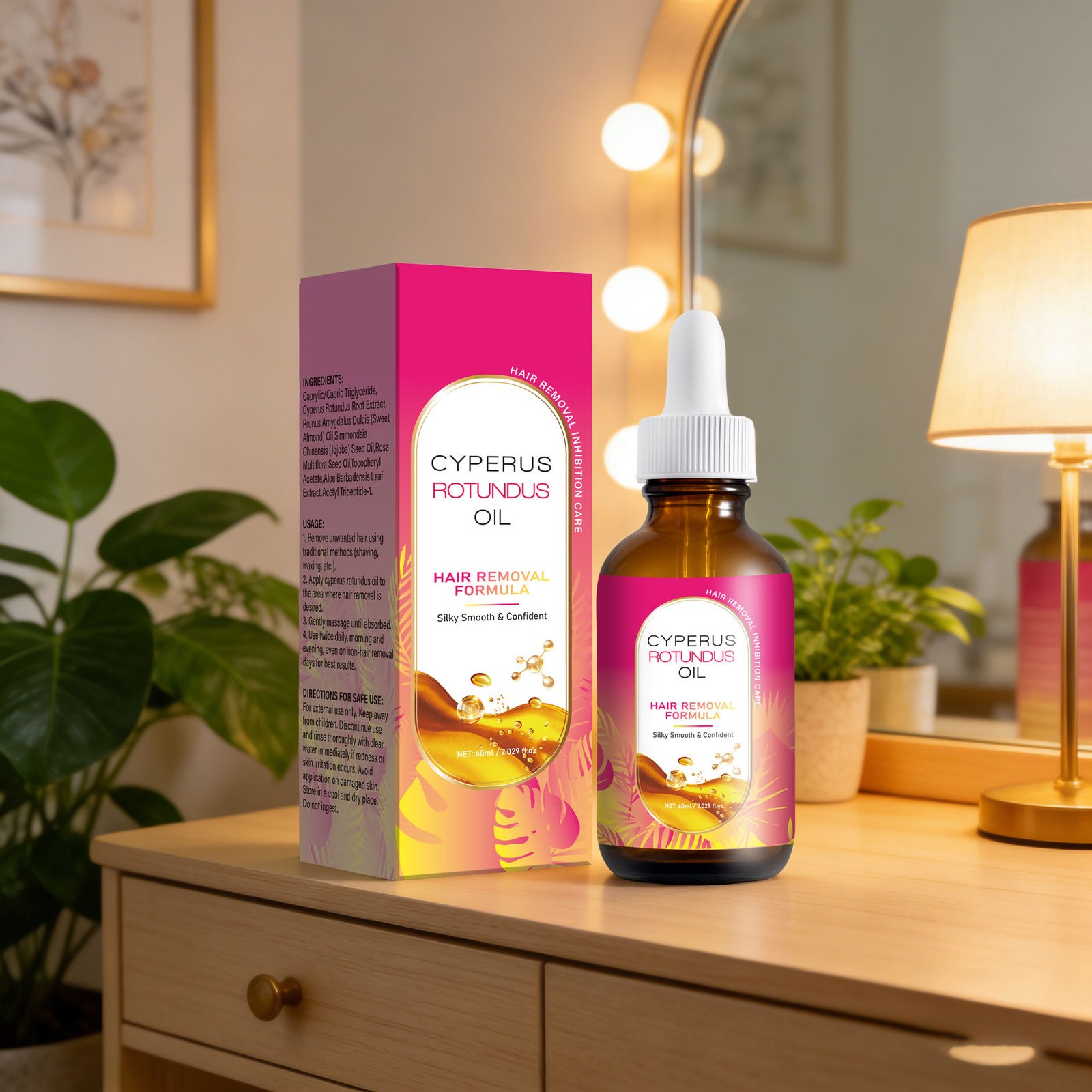 详情-10 Cyperus Rotundus Post-Hair Removal Body Oil 60ml – Rosehip Oil Fades Old Dark Spots, Soothes Redness, Prevents Folliculitis & Non-Comedogenic Hair Growth Inhibitor Serum - Image 1