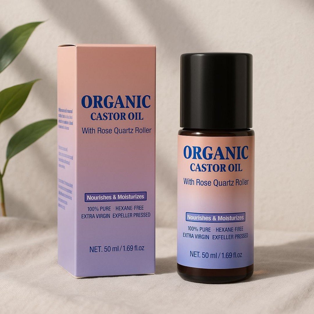 详情-8 Set 2 Organic Castor Oil 50ml With Rose Quartz Roller Applicator, 100% Pure Extra Virgin Expeller‑Pressed, Hexane‑Free, Natural Nourishing Moisturizer for Eyelashes, Eyebrows, Hair & Skin - Image 1